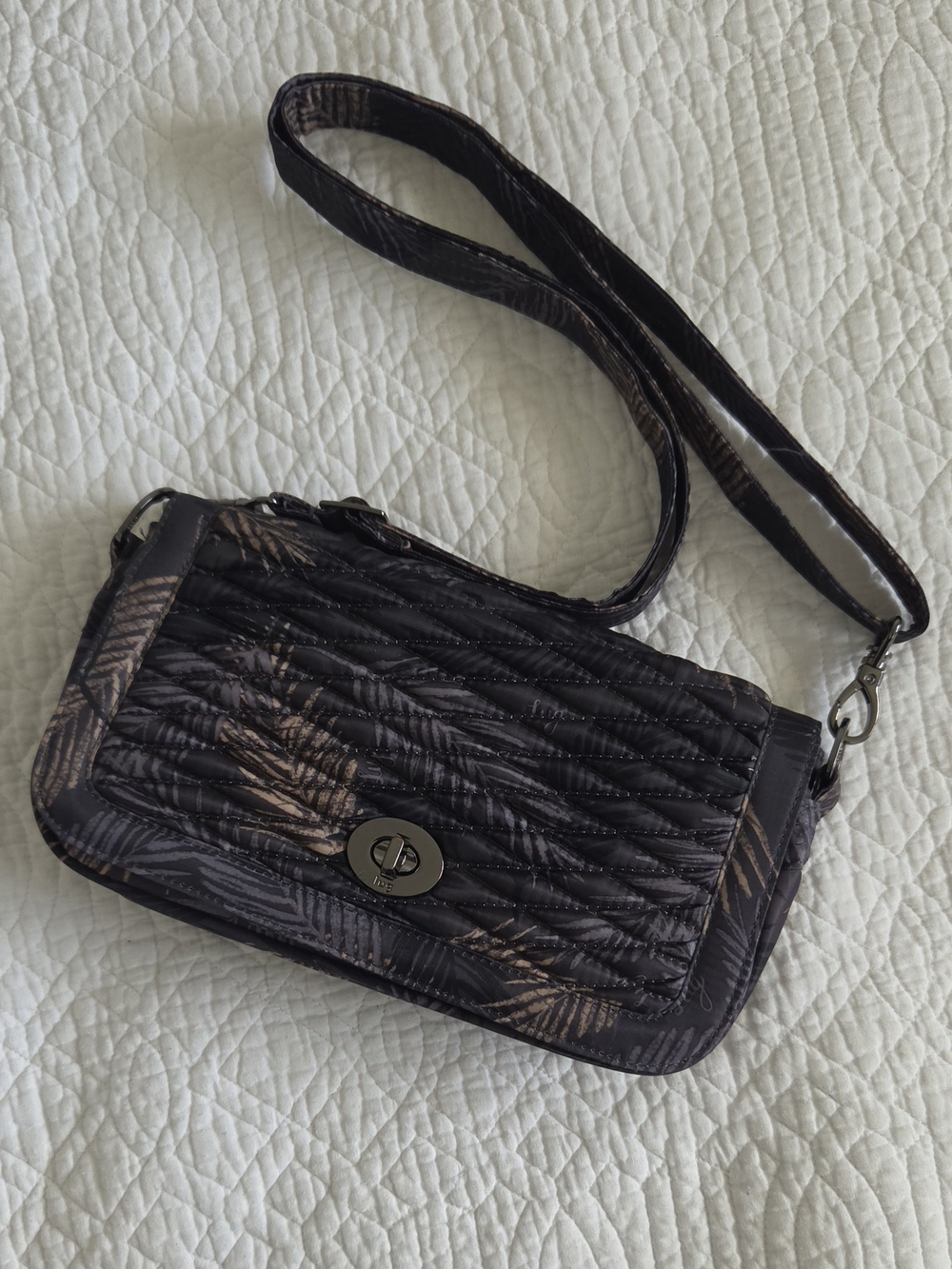 lug Quilted Black Crossbody with Palm-Print Accent - Picture 4 of 12